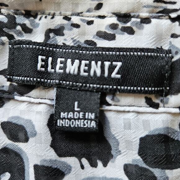 Vintage Elementz White and Black 3/4 Sleeve Pocket Button Front Top Large - Picture 9 of 10